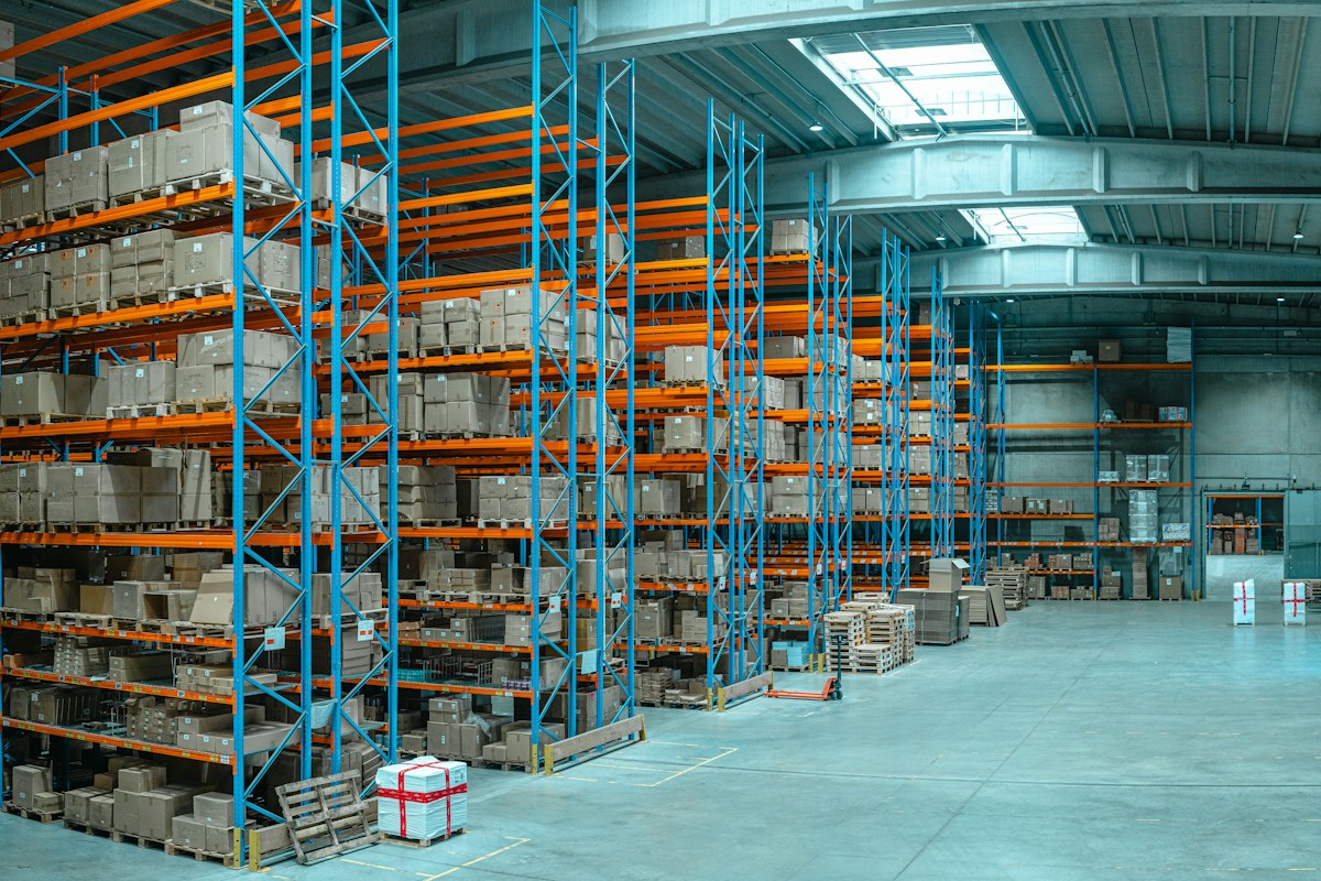 Warehouse shelves supporting enterprise operations